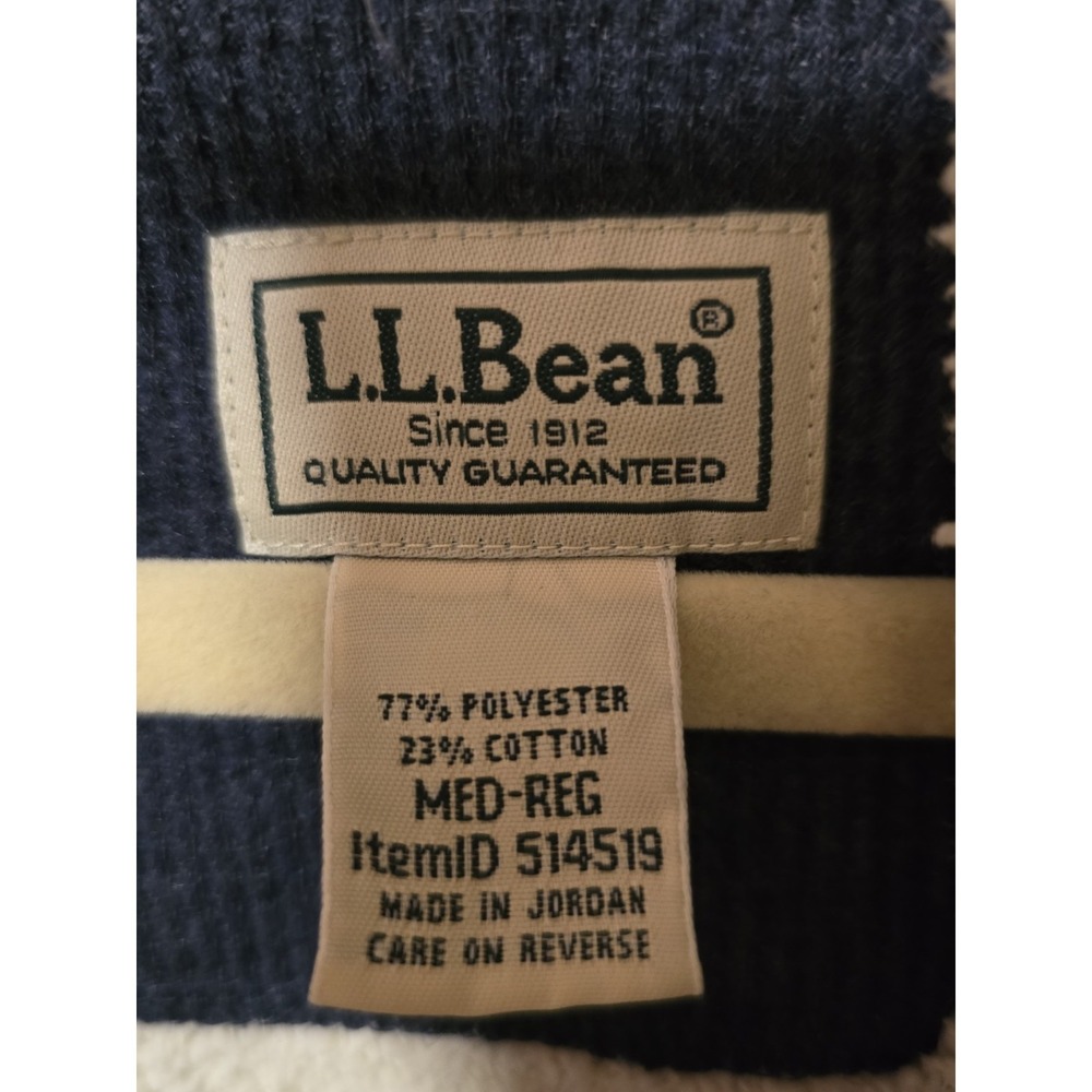 L.L. Bean Katahdin Iron Works Bonded Sweatshirt Mens M Navy Waffle Fleece Hooded - Picture 4 of 9